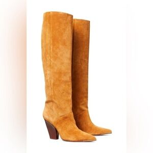 Tory Burch Lila Knee-High Boots — Rhum Suede, Size 8, Classic Fit